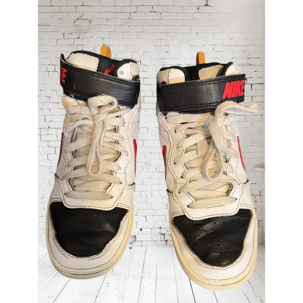 Nike Boy's Court‎ Borough Mid 2 CD7782-110 Black/Red/White Shoes Size 4y